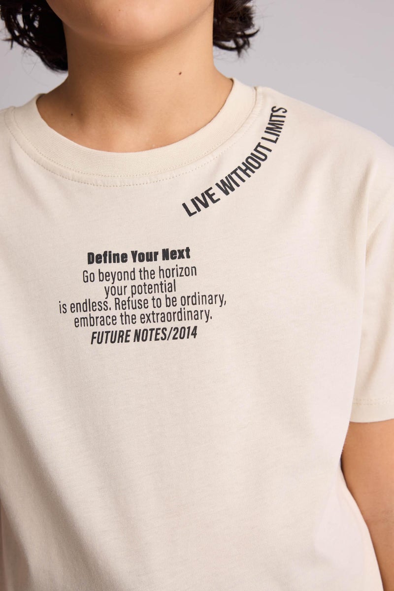 DeFacto Beige Boy New Regular Fit Printed Short Sleeve T-Shirt Casual - Image 4